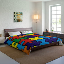 Load image into Gallery viewer, Rainbow Puzzle Piece Autism Awareness Comforter
