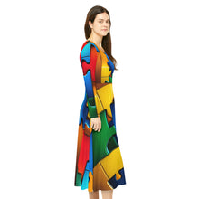 Load image into Gallery viewer, Super Hero Puzzle Piece Women's Long Sleeve Flowing Dress