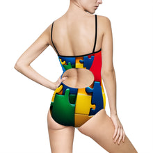 Load image into Gallery viewer, Super Hero Puzzle Piece Women's One-piece Swimsuit