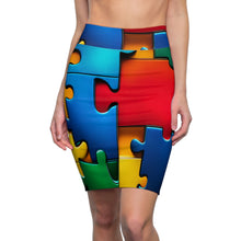 Load image into Gallery viewer, Super Hero Puzzle Piece Women's Pencil Skirt