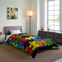 Load image into Gallery viewer, Rainbow Puzzle Piece Autism Awareness Comforter