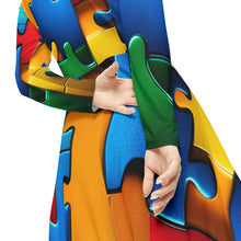 Load image into Gallery viewer, Super Hero Puzzle Piece Women's Long Sleeve Flowing Dress