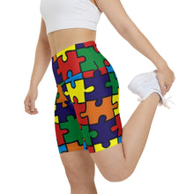 Load image into Gallery viewer, Rainbow Puzzle Piece Women's Biker Shorts