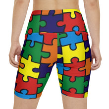Load image into Gallery viewer, Rainbow Puzzle Piece Women's Biker Shorts