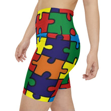 Load image into Gallery viewer, Rainbow Puzzle Piece Women's Biker Shorts