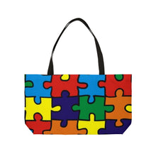 Load image into Gallery viewer, Rainbow Puzzle Piece Weekender Tote Bag