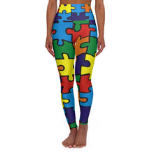 Load image into Gallery viewer, Rainbow Puzzle Piece High Waisted Leggings