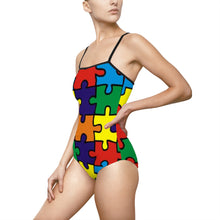 Load image into Gallery viewer, Rainbow Puzzle Piece Women's One-piece Swimsuit