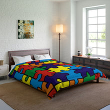 Load image into Gallery viewer, Rainbow Puzzle Piece Autism Awareness Comforter