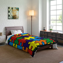 Load image into Gallery viewer, Rainbow Puzzle Piece Autism Awareness Comforter
