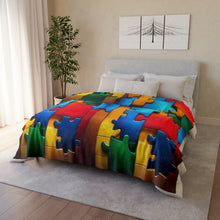 Load image into Gallery viewer, Super Hero Puzzle Piece Soft Polyester Blanket
