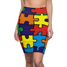 Load image into Gallery viewer, Rainbow Puzzle Piece Women&#39;s Pencil Skirt
