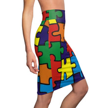 Load image into Gallery viewer, Rainbow Puzzle Piece Women&#39;s Pencil Skirt
