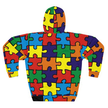 Load image into Gallery viewer, Unisex Rainbow Puzzle Piece Pullover Hoodie
