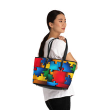 Load image into Gallery viewer, Super Hero Puzzle Piece Leather Shoulder Bag
