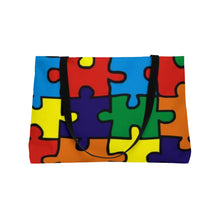 Load image into Gallery viewer, Rainbow Puzzle Piece Weekender Tote Bag
