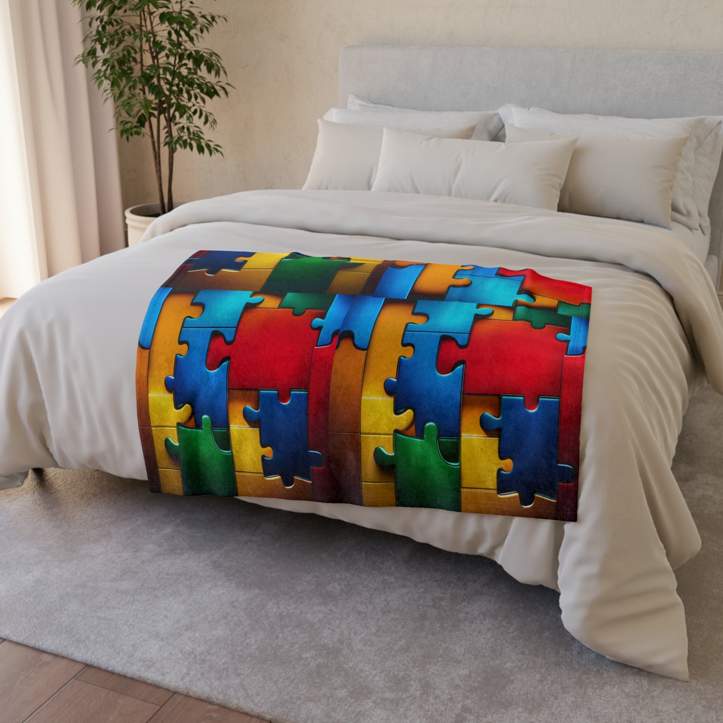 Super Hero Puzzle Piece Soft Polyester Blanket