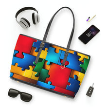 Load image into Gallery viewer, Super Hero Puzzle Piece Leather Shoulder Bag
