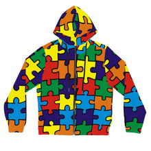 Load image into Gallery viewer, Rainbow Puzzle Piece Women’s Full-Zip Hoodie

