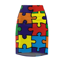 Load image into Gallery viewer, Rainbow Puzzle Piece Women&#39;s Pencil Skirt
