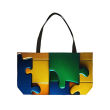 Load image into Gallery viewer, Super Hero Puzzle Piece Weekender Tote Bag
