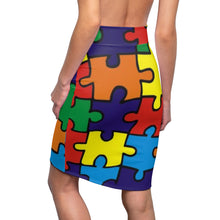 Load image into Gallery viewer, Rainbow Puzzle Piece Women&#39;s Pencil Skirt
