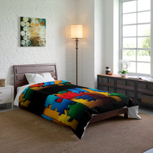 Load image into Gallery viewer, Super Hero Puzzle Piece Autism Awareness Comforter
