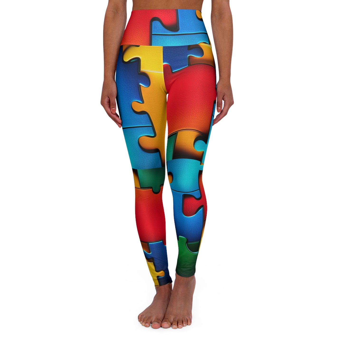 Super Hero Puzzle Piece High Waisted Leggings