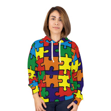 Load image into Gallery viewer, Unisex Rainbow Puzzle Piece Pullover Hoodie
