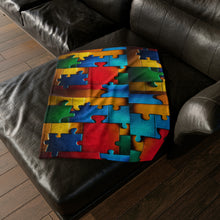 Load image into Gallery viewer, Super Hero Puzzle Piece Soft Polyester Blanket
