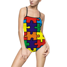 Load image into Gallery viewer, Rainbow Puzzle Piece Women&#39;s One-piece Swimsuit
